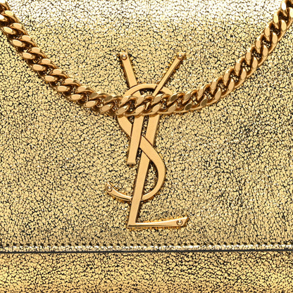 Saint Laurent Metallic Calfskin Small Classic Monogram Kate Satchel Oro 7 of 9