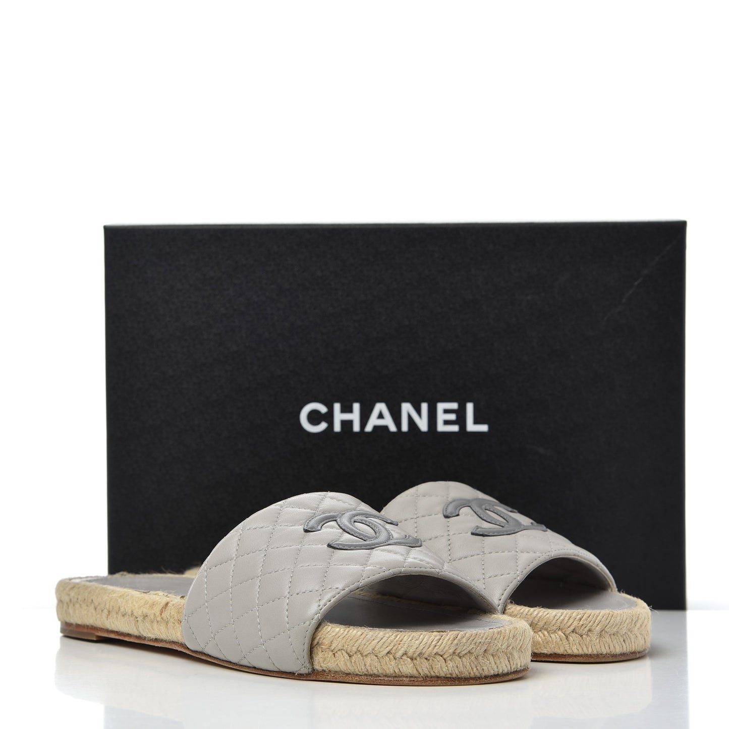 Lambskin Espadrille Mules 42 Light Grey
