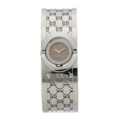 Gucci Stainless Steel Diamond Bezel 23mm Twirl Quartz Watch Brown 2 of 5