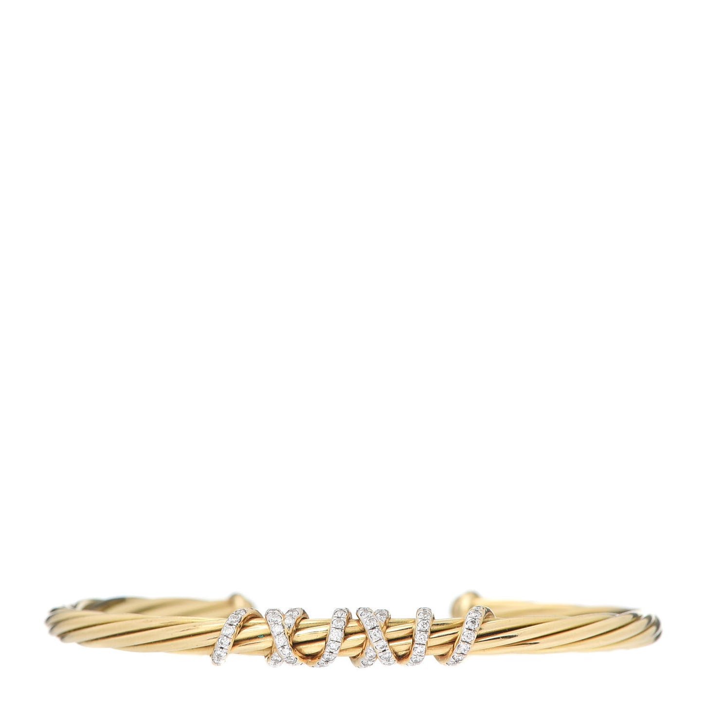 18K Yellow Gold Diamond 4mm Helena Center Station Cuff Bracelet