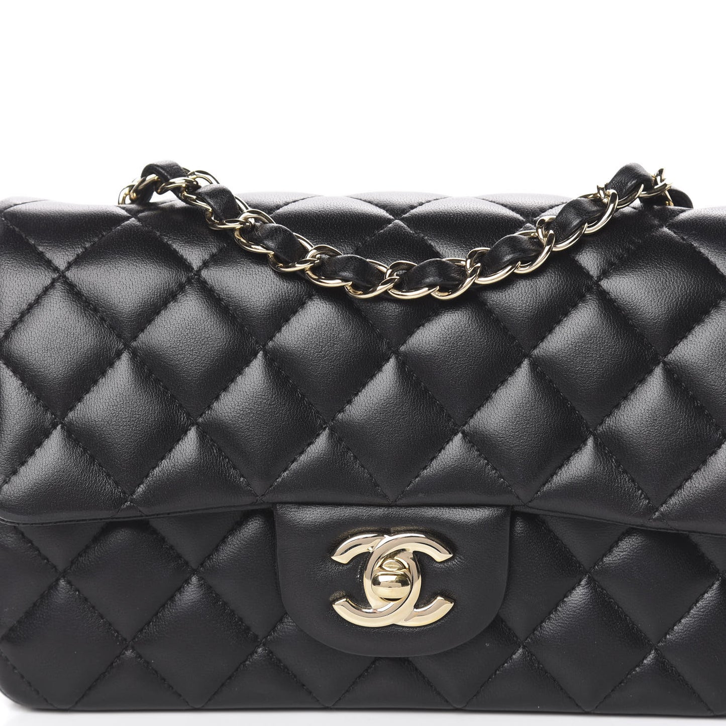 Lambskin Quilted Mini Rectangular Flap Black