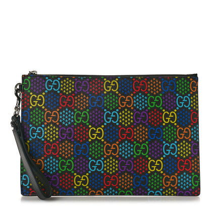 Gucci GG Supreme Monogram Psychedelic Zip Wristlet Pouch Black Multicolor 1 of 8