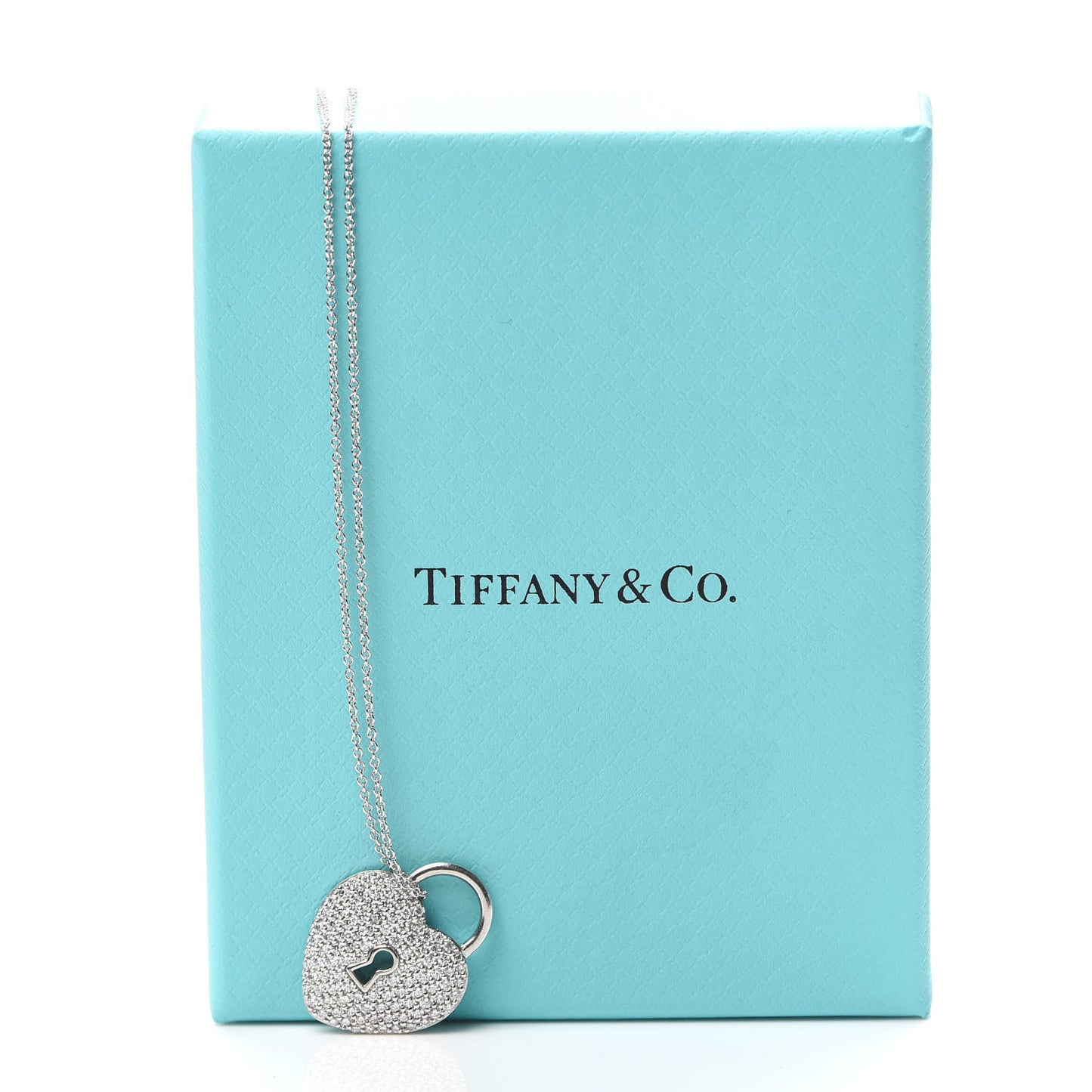 Platinum Diamond Large Heart Lock Pendant Necklace
