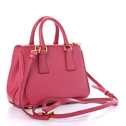 Prada Saffiano Lux Micro Galleria Double Zip Tote Peonia 2 of 4