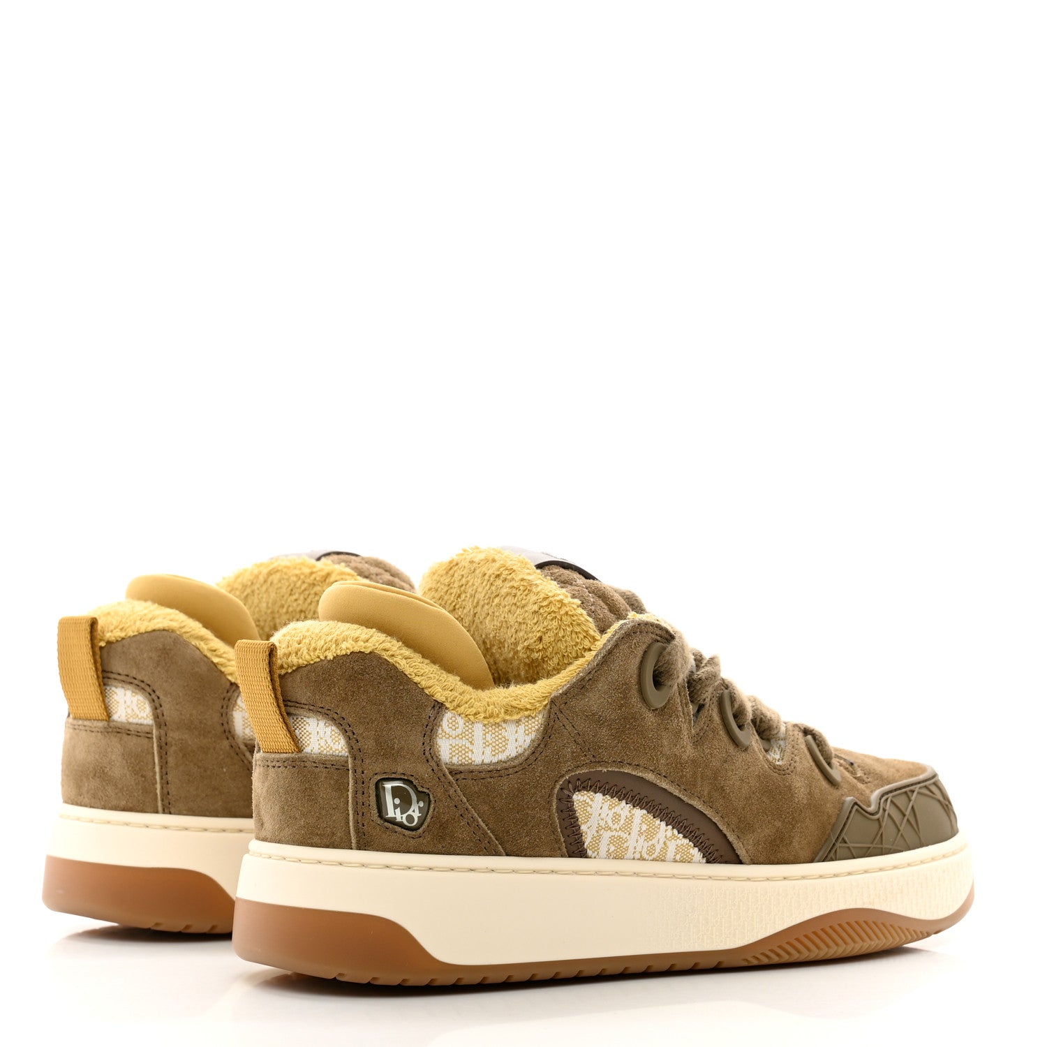 Christian Dior Suede Jacquard Oblique Mens Limited Edition B9S Skater Sneakers 38 Khaki Green Beige 4 of 9