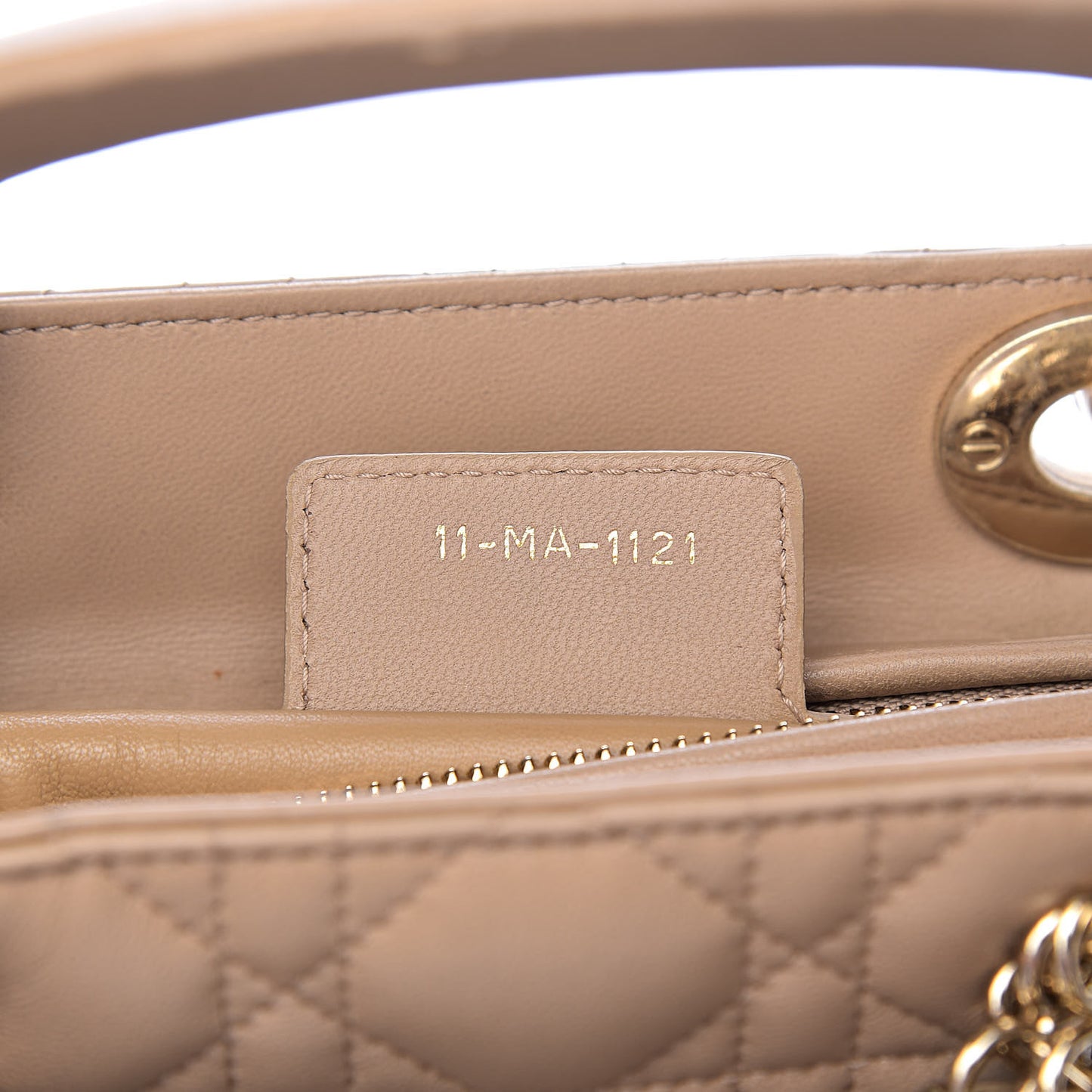 Lambskin Cannage Medium Lady Dior Beige