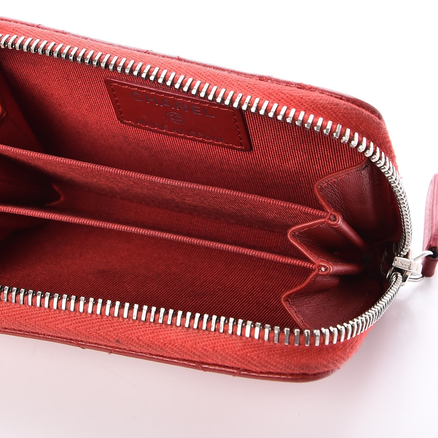 Chanel Caviar Quilted Zip Around Coin Purse Red 5 of 8
