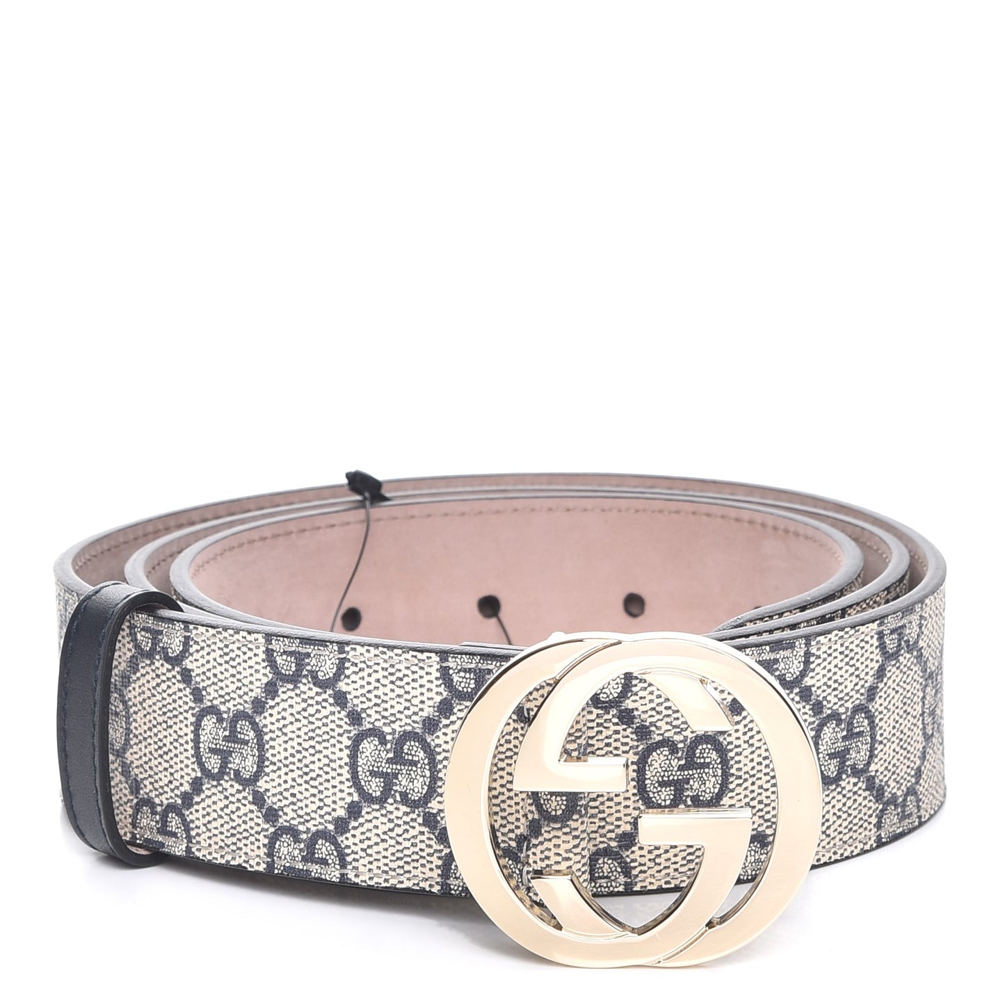 GG Supreme Monogram Interlocking G 37mm Belt 100 40 Beige Blue