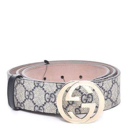 Gucci GG Supreme Monogram Interlocking G 37mm Belt 100 40 Beige Blue 1 of 8