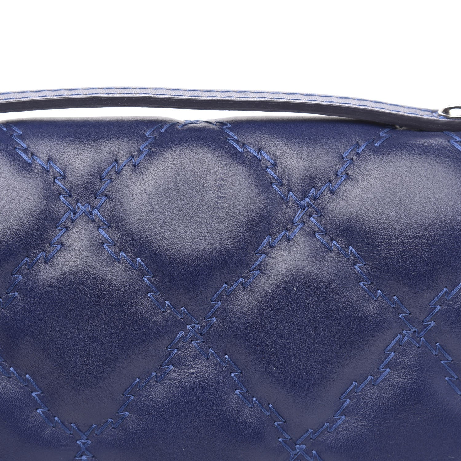 Chanel Calfskin Quilted Double Stitch Hamptons Clutch with Chain Blue 12 of 14