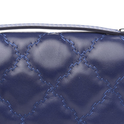 Chanel Calfskin Quilted Double Stitch Hamptons Clutch with Chain Blue 12 of 14