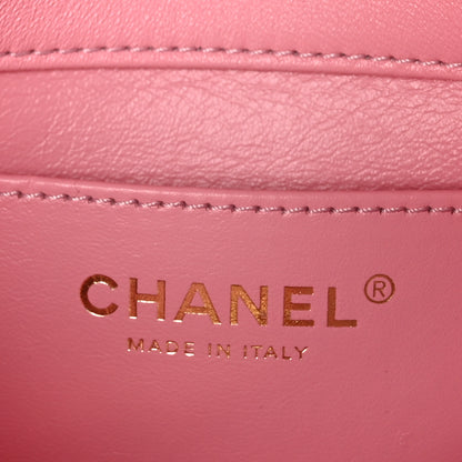 Chanel Lambskin Wenge Quilted Mini Fashion Wood Square Flap Pink 6 of 10