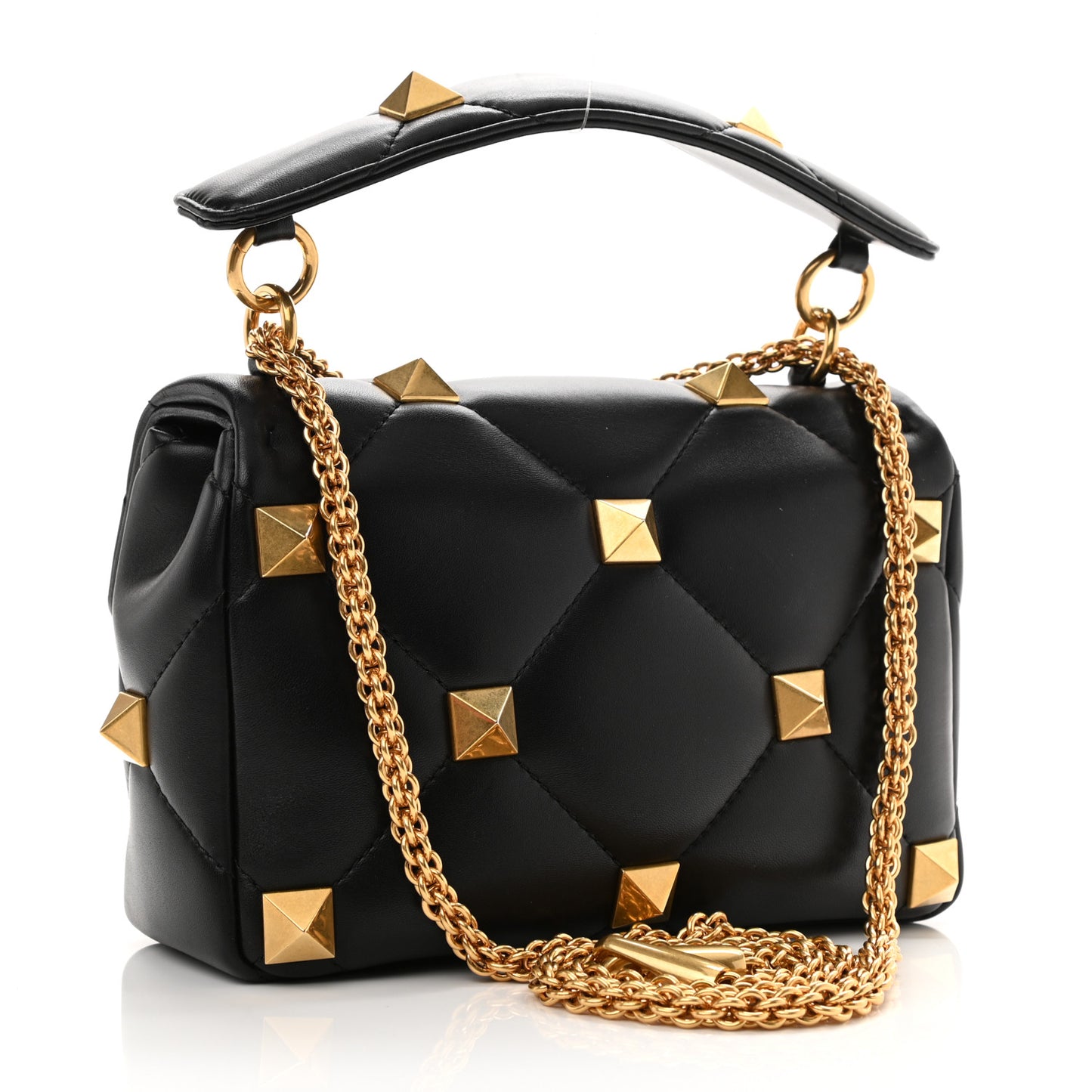 Nappa Medium Roman Stud Shoulder Bag Black