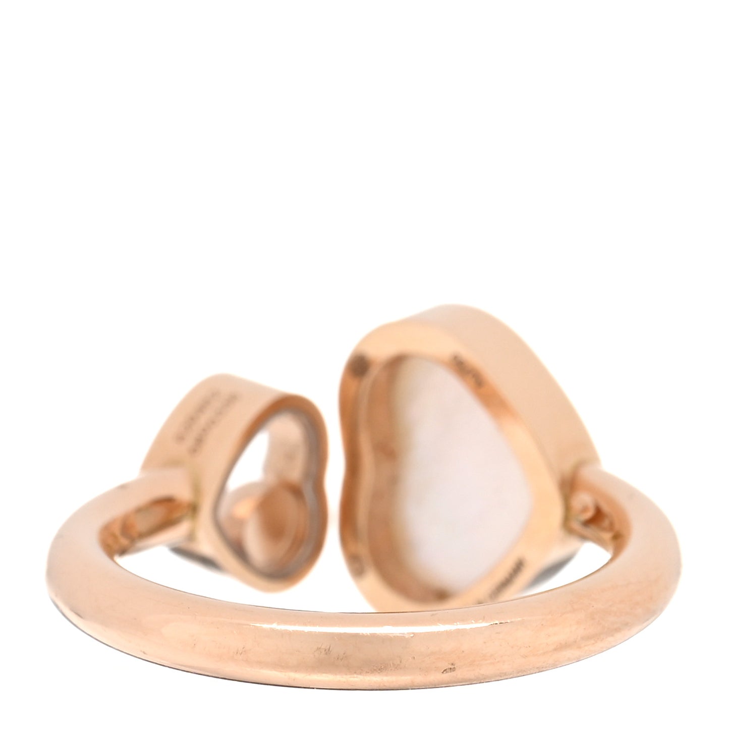 18K Rose Gold Diamond Mother of Pearl Happy Hearts Ring 49 4.75