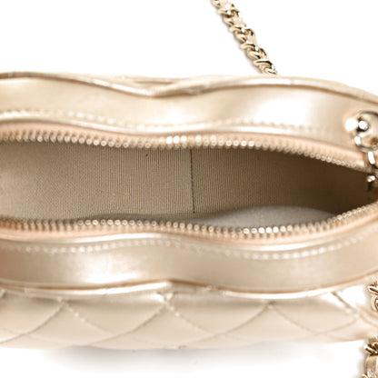 Chanel Metallic Lambskin Quilted CC In Love Heart Clutch With Chain Gold 4 of 9