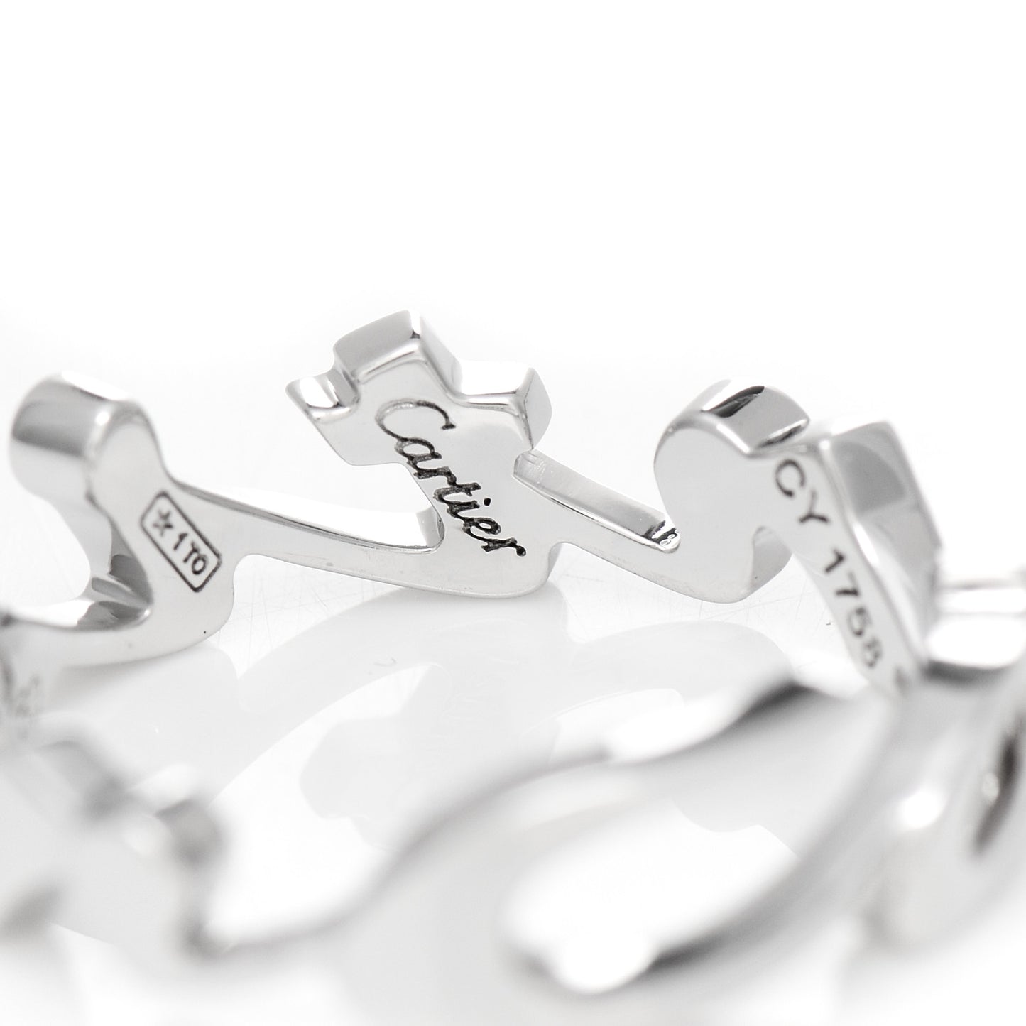 18K White Gold Signature Ring 56 7.75