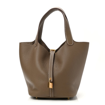 Hermes Taurillon Clemence Picotin Lock 22 MM Etoupe 1 of 11