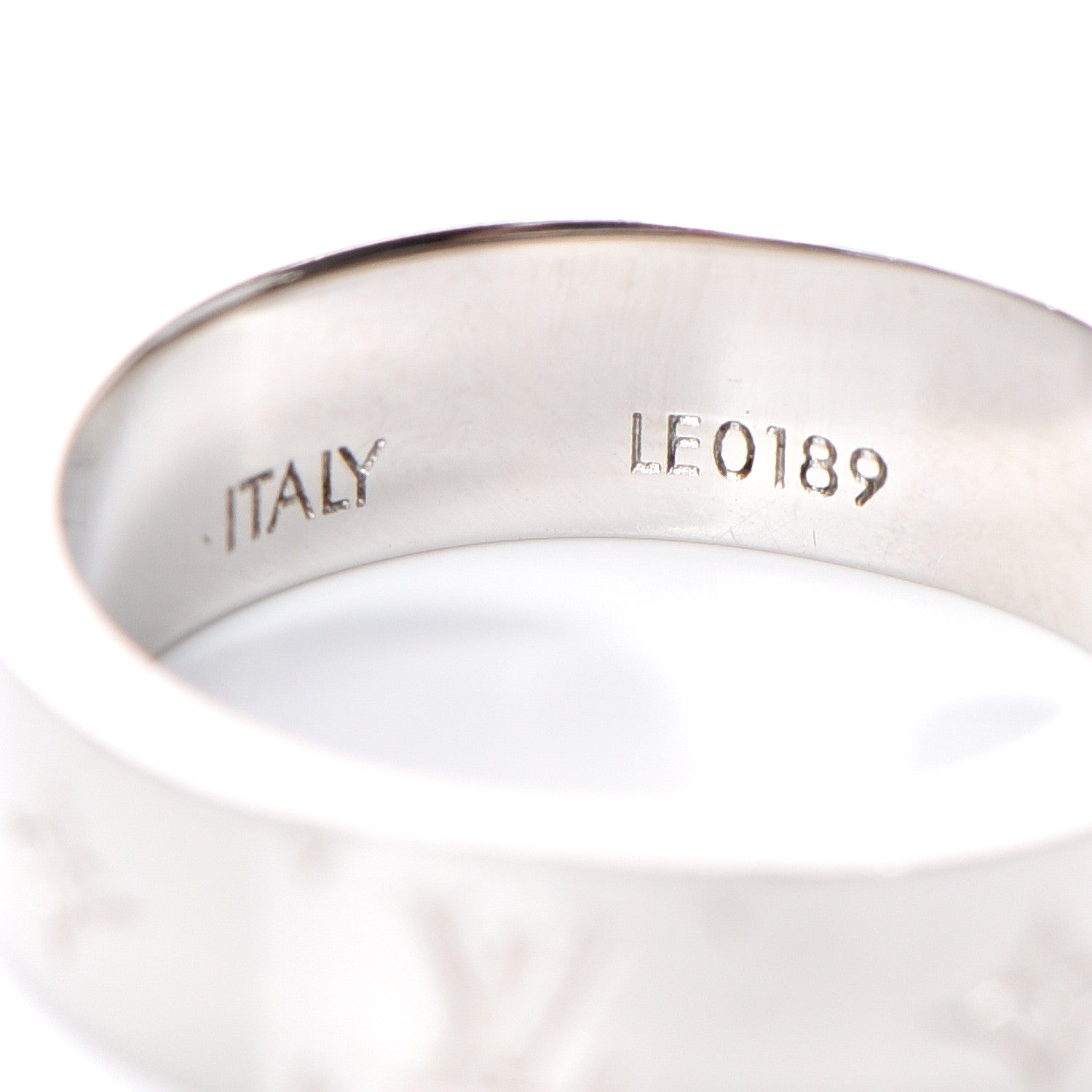 Louis Vuitton Brass Monogram Engraved Nanogram Ring M Palladium 3 of 4