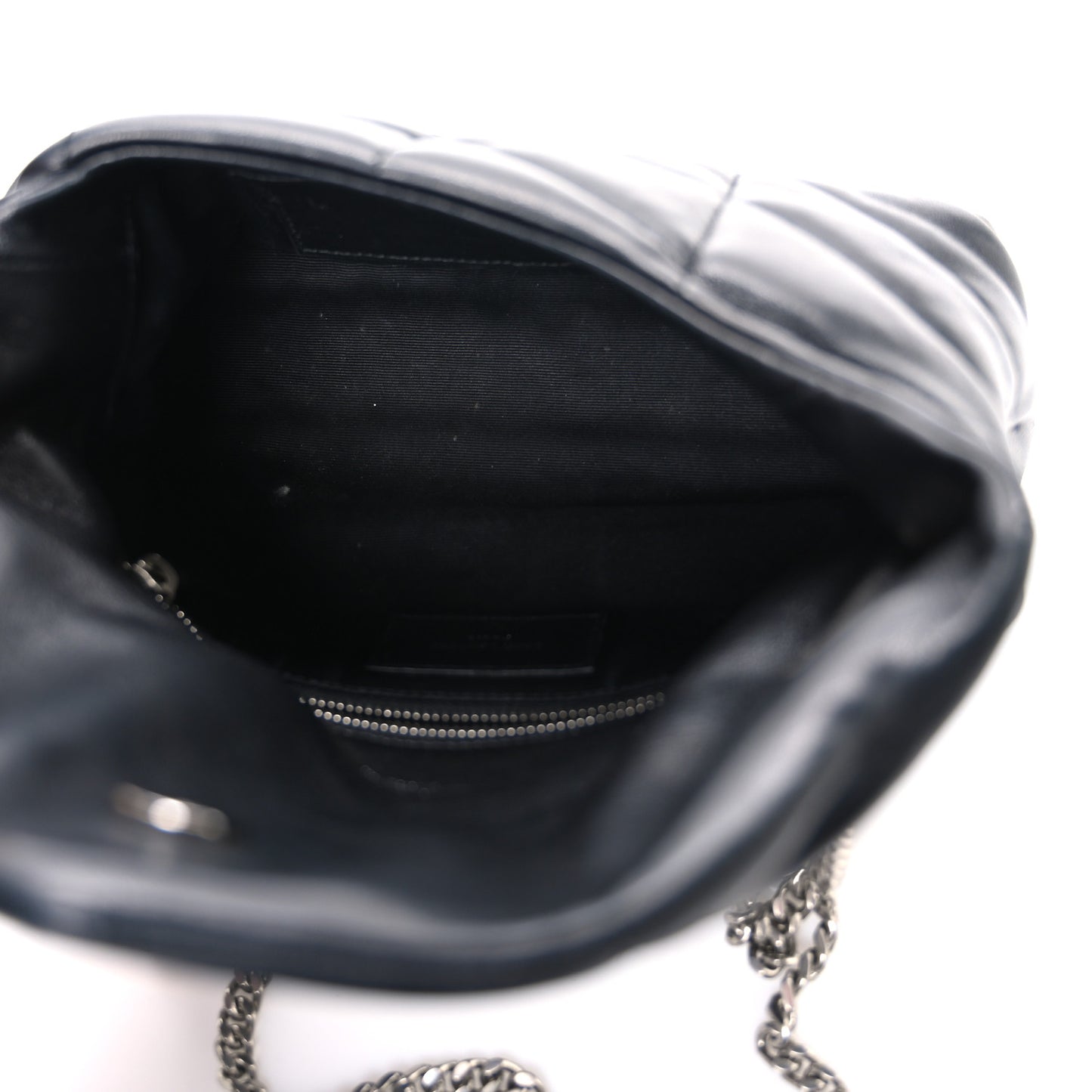 Lambskin Quilted Toy Loulou Puffer Monogram Chain Satchel Black