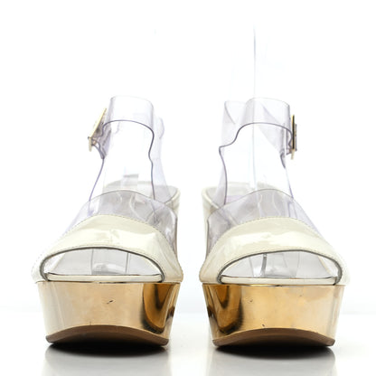 Chanel Patent PVC Wedge Sandals 37 Transparent White 2 of 4