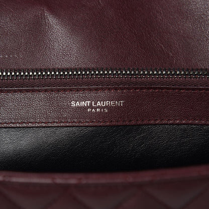 Saint Laurent Calfskin Mixed Matelasse Triquilt Large Monogram Envelope Satchel Bordeaux 12 of 13