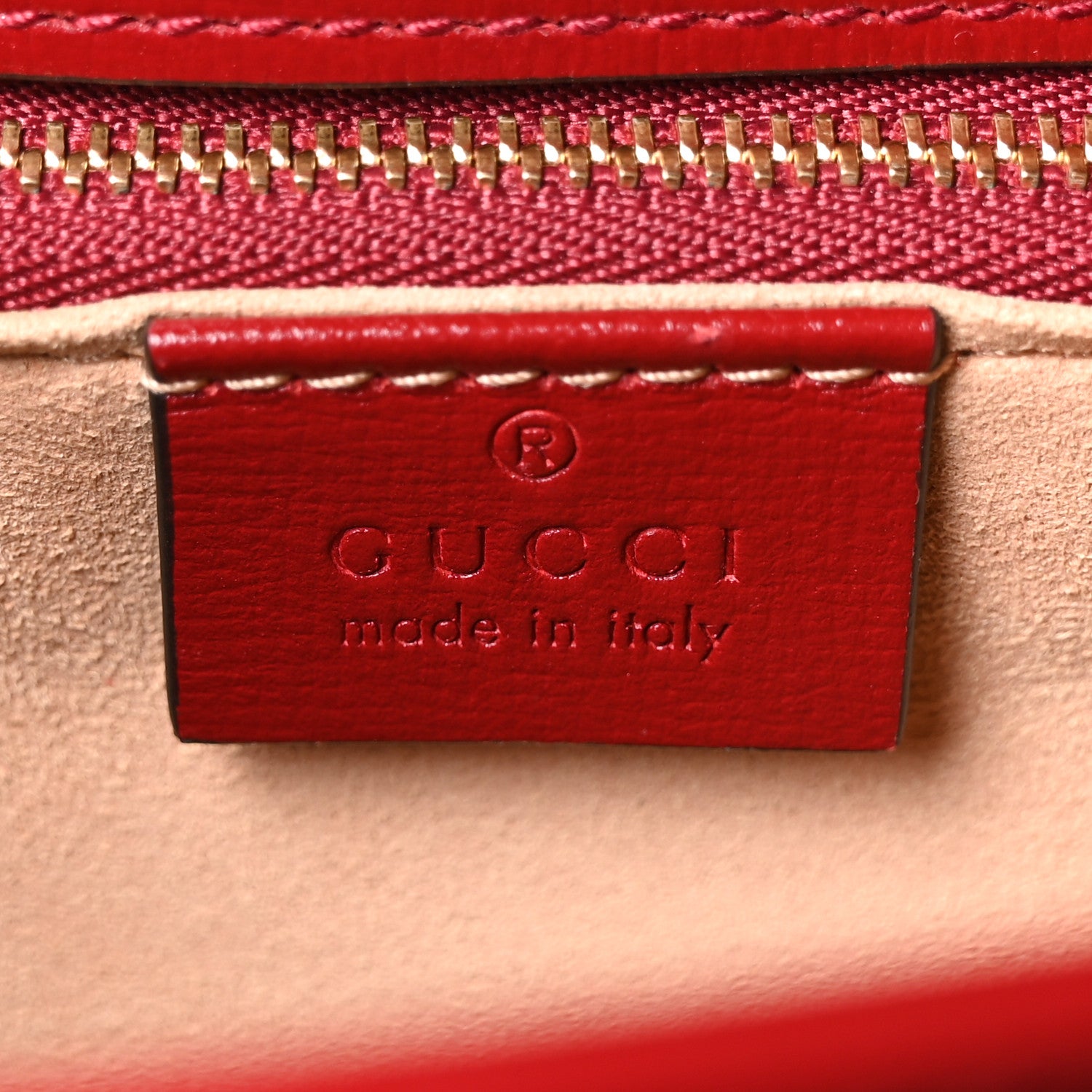 Gucci GG Supreme Monogram Azalea Calfskin Horsebit 1955 Shoulder Bag Beige Ebony New Cherry Red 6 of 10