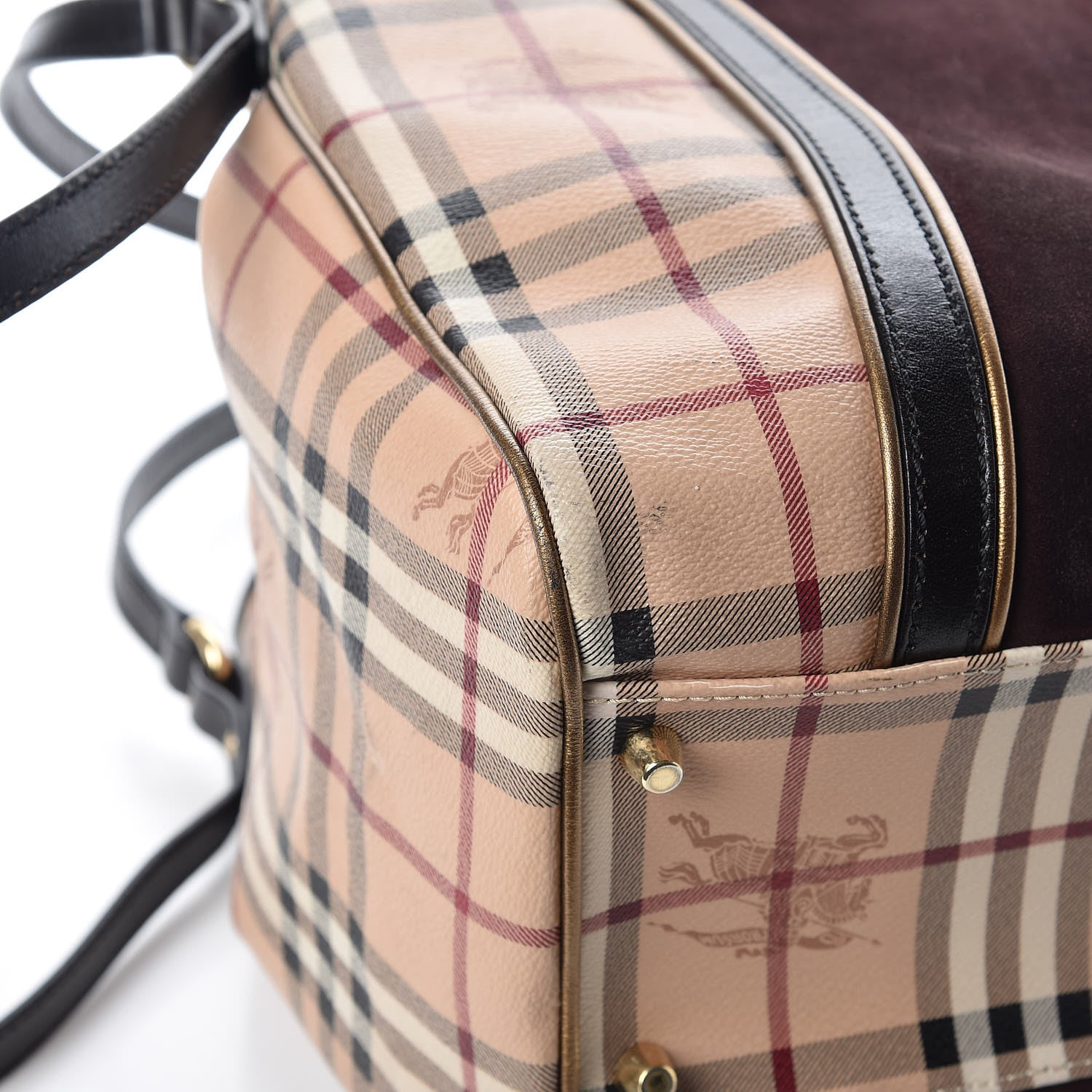 Burberry Suede Haymarket Check Colorblock Small Canterbury Tote Dark Brown 11 of 14