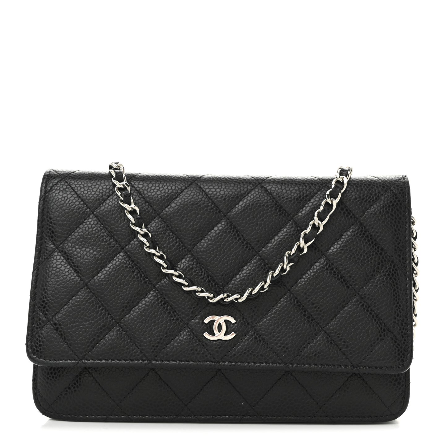 Caviar Quilted Wallet on Chain WOC Black