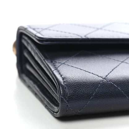 Chanel Iridescent Lambskin Quilted Chic Pearls Clutch With Chain Blue 9 of 10