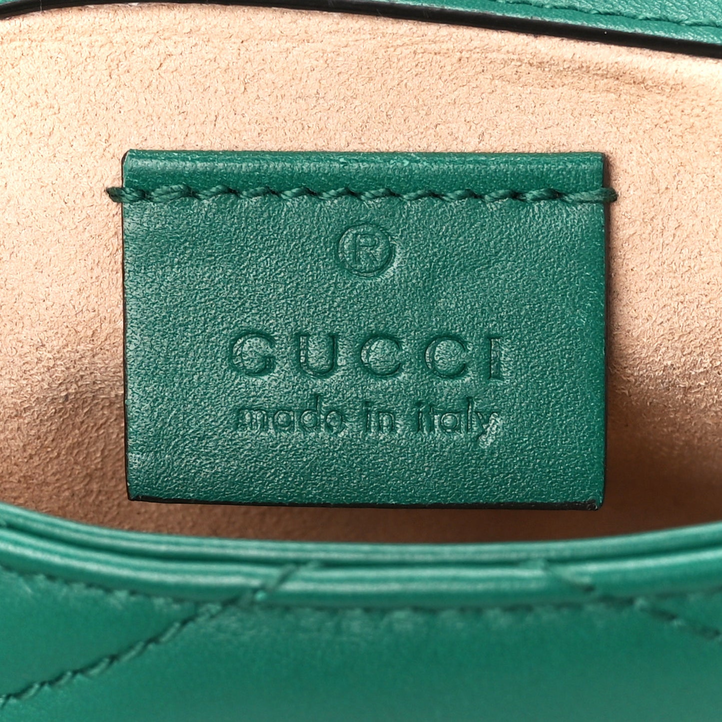 Calfskin Matelasse Super Mini GG Marmont Shoulder Bag Emerald Green