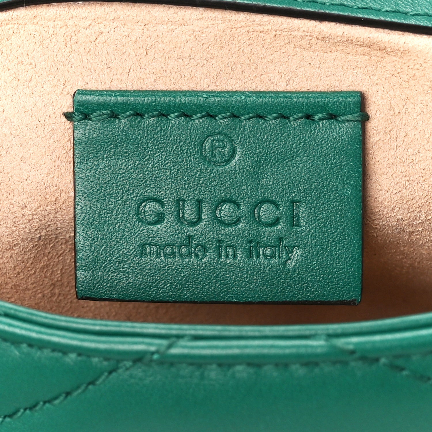 Gucci Calfskin Matelasse Super Mini GG Marmont Shoulder Bag Emerald Green 6 of 12