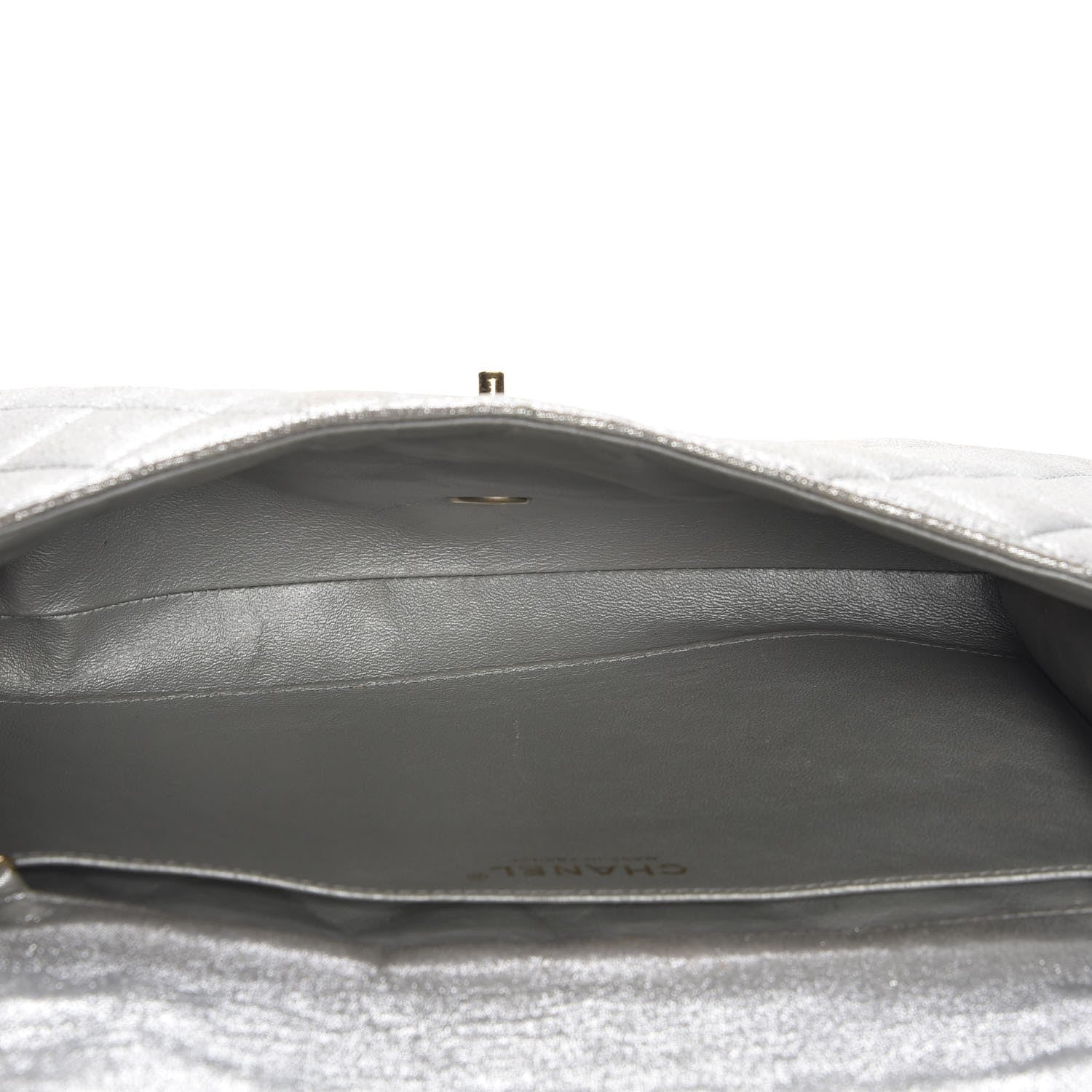 Chanel Iridescent Calfskin Clutch With Chain Flap Silver 5 of 12