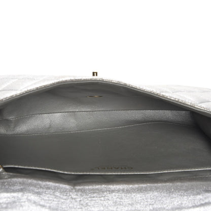 Chanel Iridescent Calfskin Clutch With Chain Flap Silver 5 of 12