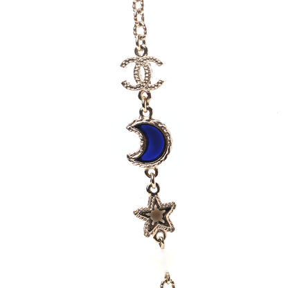 Chanel Pearl Crystal Poured Glass CC Star Moon Necklace Gold Black Multicolor 5 of 6