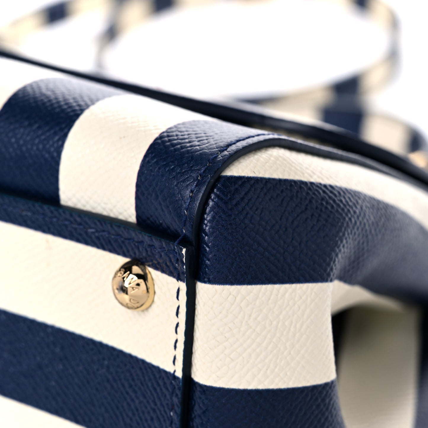 Dauphine Embroidered Striped Print Medium Miss Sicily Satchel White