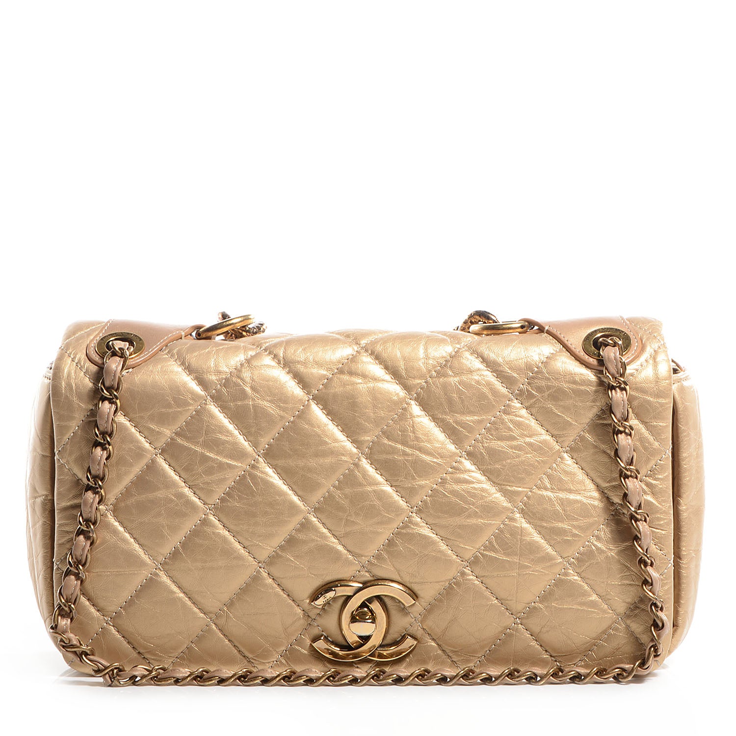 Chanel Calfskin Quilted Medium Pondichery Flap Gold 1 of 8