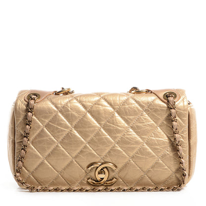 Chanel Calfskin Quilted Medium Pondichery Flap Gold 1 of 8