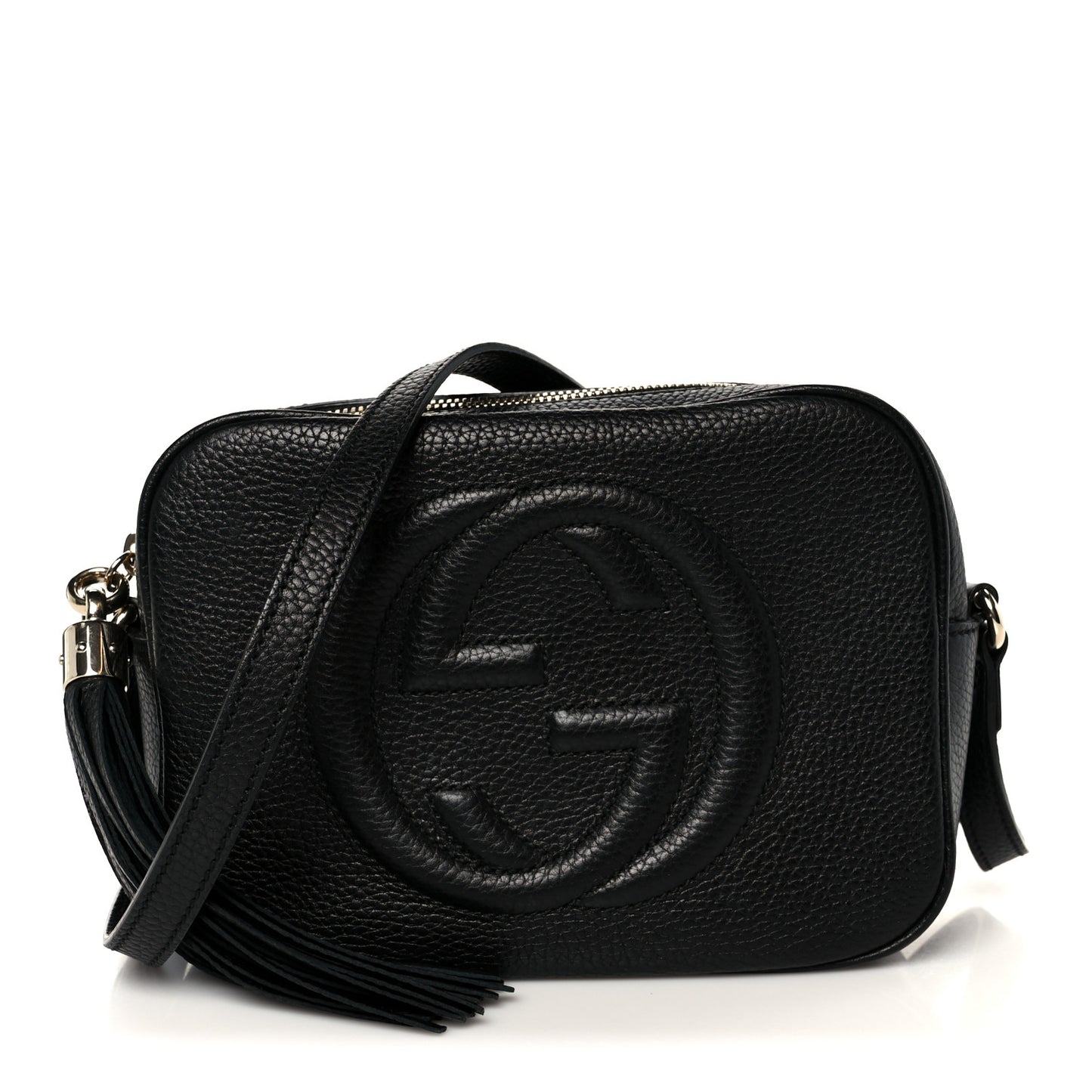 Pebbled Calfskin Small Soho Disco Bag Black