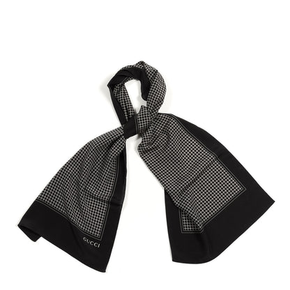 Gucci Silk Interlocking GG Scarf Black White 1 of 3