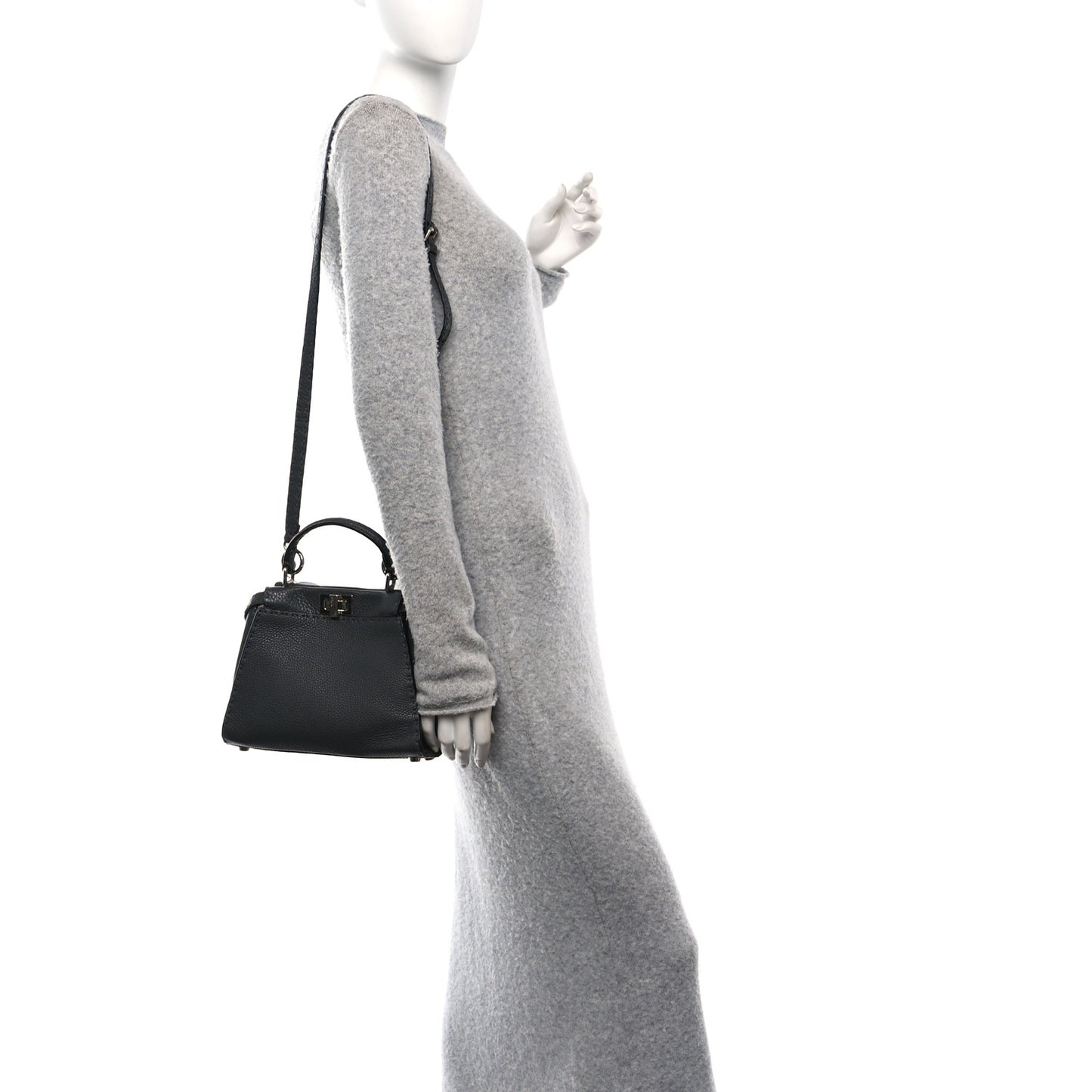 Cuoio Romano Selleria Bi-Color Mini Peekaboo Iconic Satchel Asfalto Latte