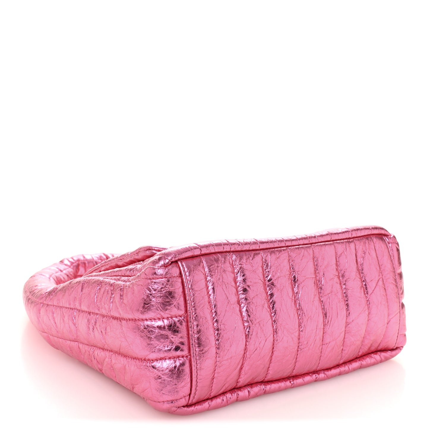 Metallized Crushed Calfskin Quilted Small Monaco Shoulder Bag Pink
