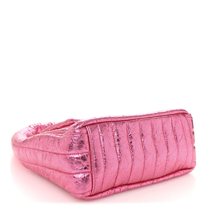 Balenciaga Metallized Crushed Calfskin Quilted Small Monaco Shoulder Bag Pink 4 of 10