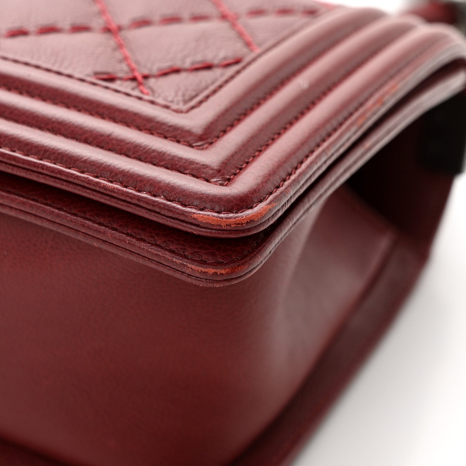 Chanel Calfskin Double Stitch Medium Boy Flap Burgundy 11 of 13