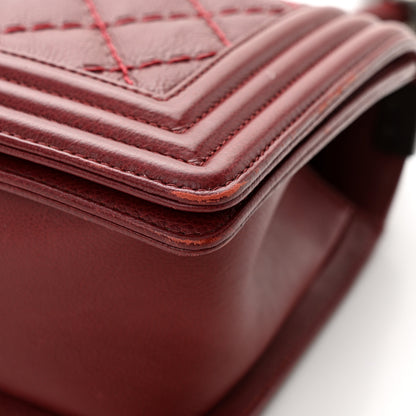 Chanel Calfskin Double Stitch Medium Boy Flap Burgundy 11 of 13