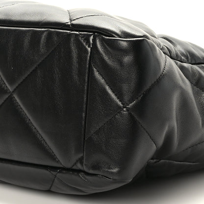 Chanel Lambskin Quilted Chanel 19 East West Shopping Bag Black 9 of 9