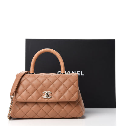 Chanel Caviar Quilted Lizard Embossed Mini Coco Handle Flap Brown 11 of 11