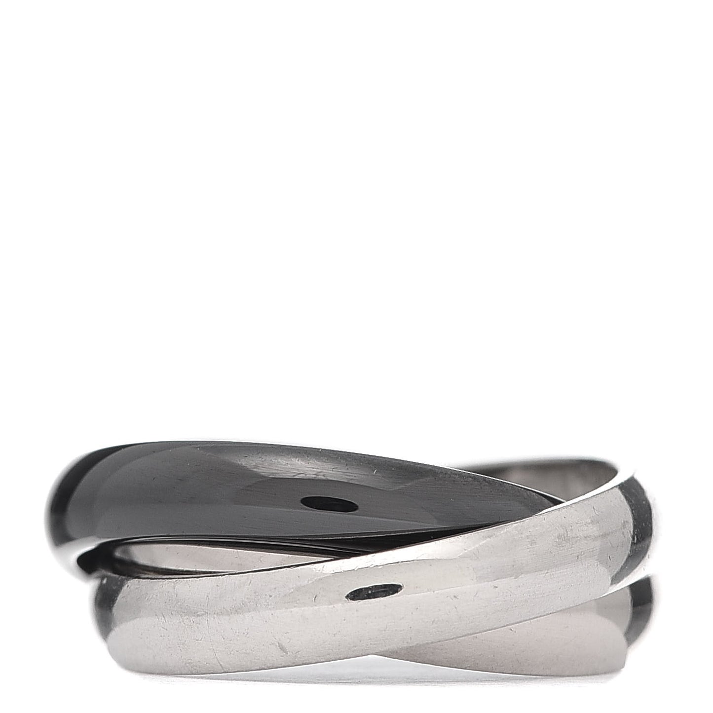 18K White Gold Palladium Black Ceramic Trinity Ring 50 5.25