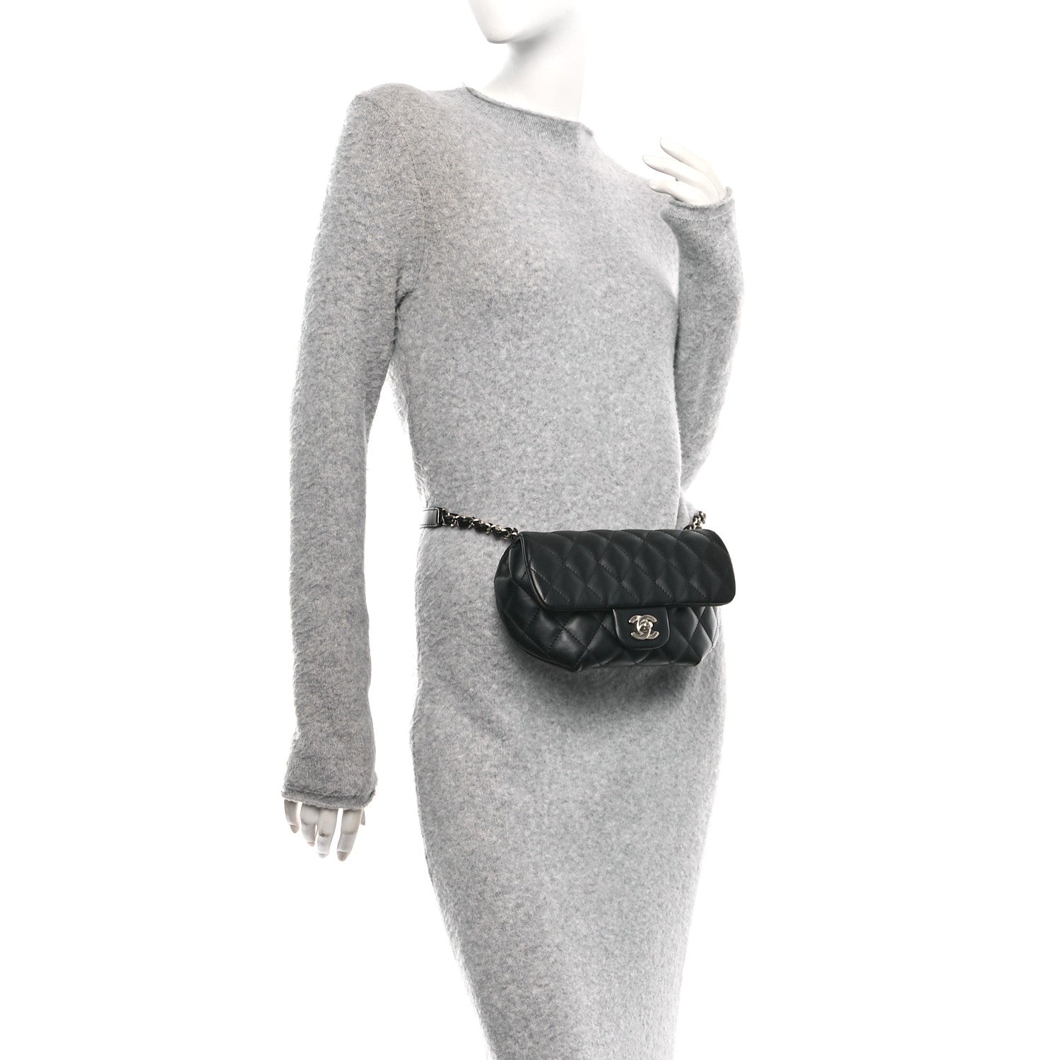 Chanel Calfskin Quilted CC Uniform Flap Belt Bag Black 2 of 14