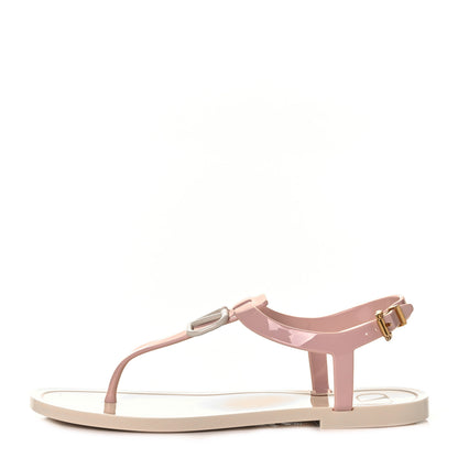 Valentino Garavani PVC Vlogo Flat Thong Sandals 35 Rose Quartz Light Ivory 1 of 10
