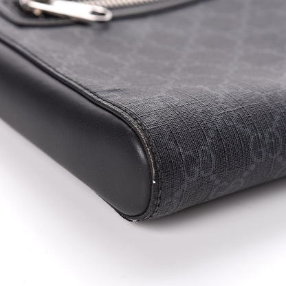 Gucci GG Supreme Monogram Web Small Flat Messenger Bag Black Grey 12 of 13